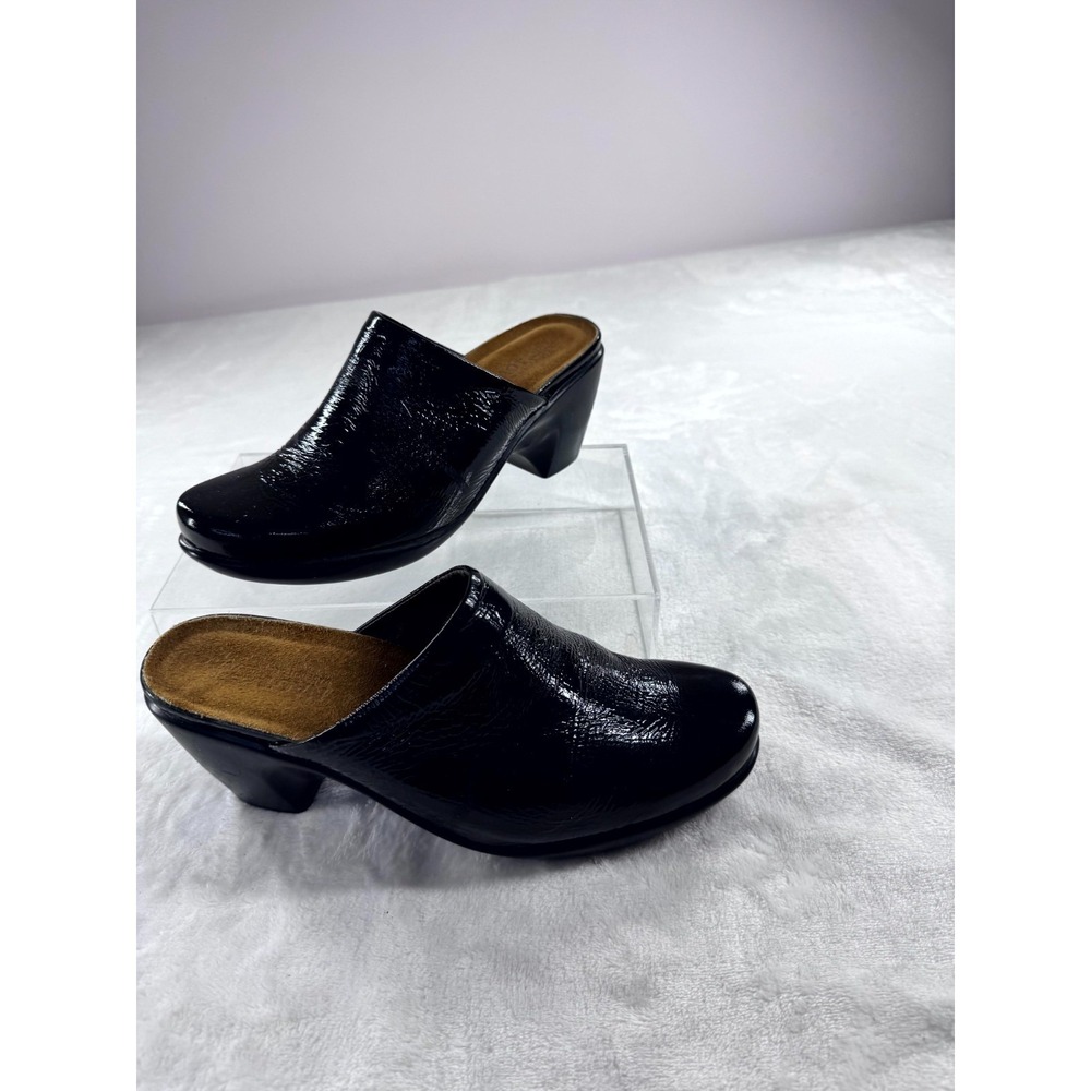 Naot Dream Mule Shoes Women's 7 Black Patent Leather Slip-on Clogs Toe Comfort